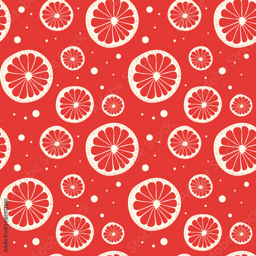 Abstract natural seamless color pattern with citrus in section. Vector illustration.