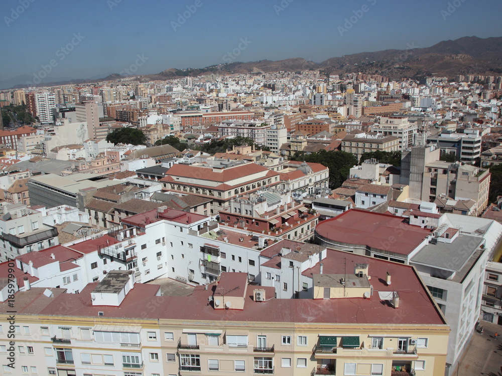 Skyline of Malaga Spain in Aerial View