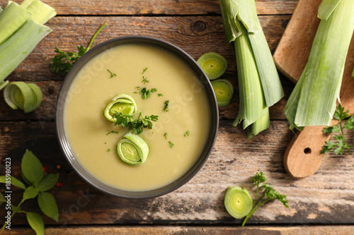 bowl of leek soup photo