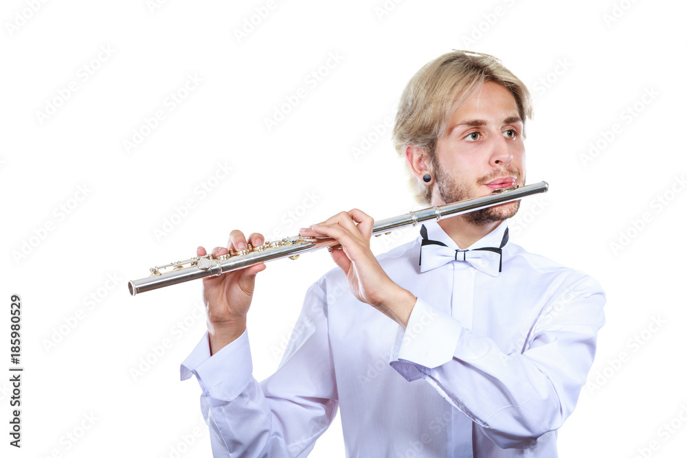 Бюргер и его флейта. Мужчина играющий на флейте в полный рост. George Smith the Flute Player. Play the flute