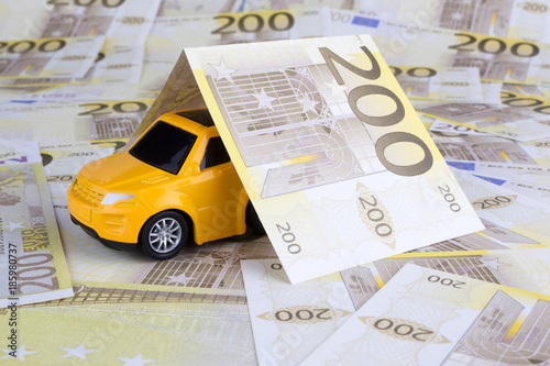 200 Euro money with toy car