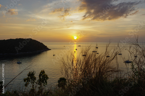 Fototapeta Naklejka Na Ścianę i Meble -  Sunset view beautiful Promthep Cape Phuket Thailand