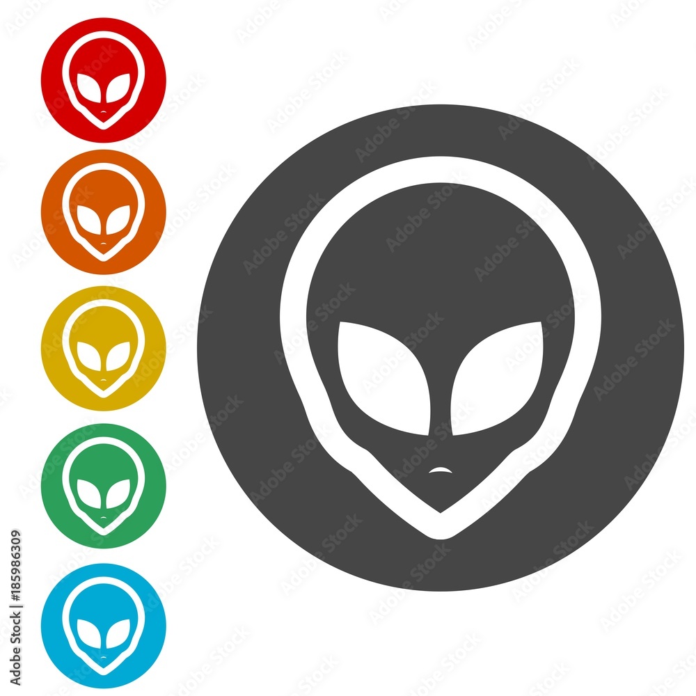Alien head icon, Extraterrestrial alien face Alien head icon, Extraterrestrial alien face