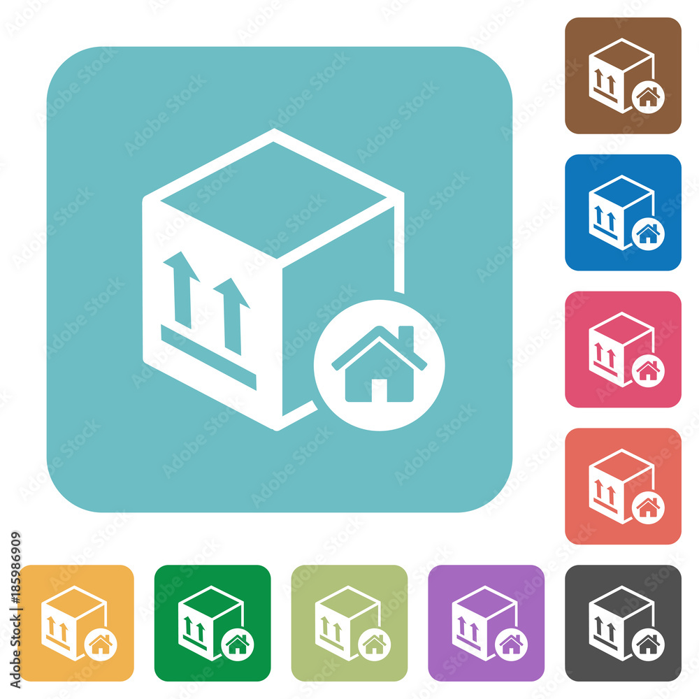 Package warehouse rounded square flat icons
