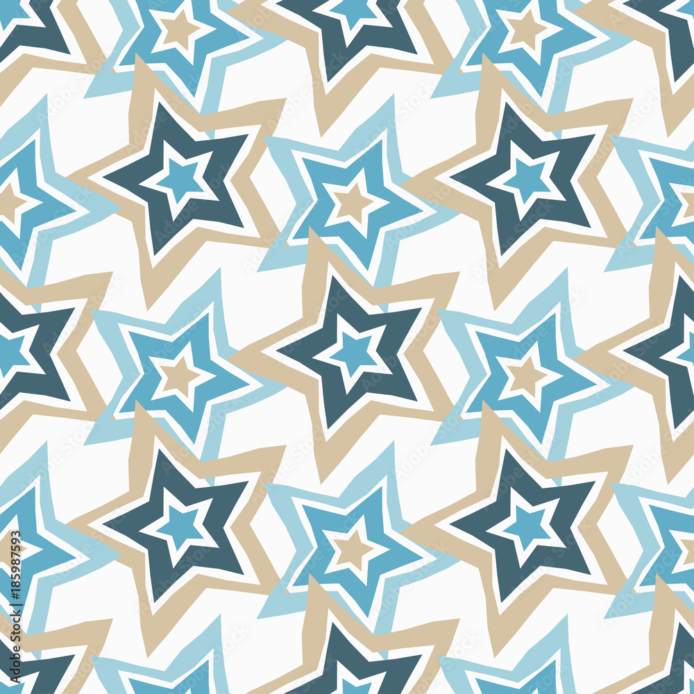 Seamless vector background with decorative stars. Textile rapport.