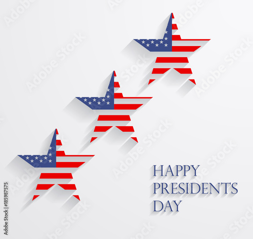 Presidents Day poster. Happy Presidents Day Background and symbols with USA flag. Vector illustration.
