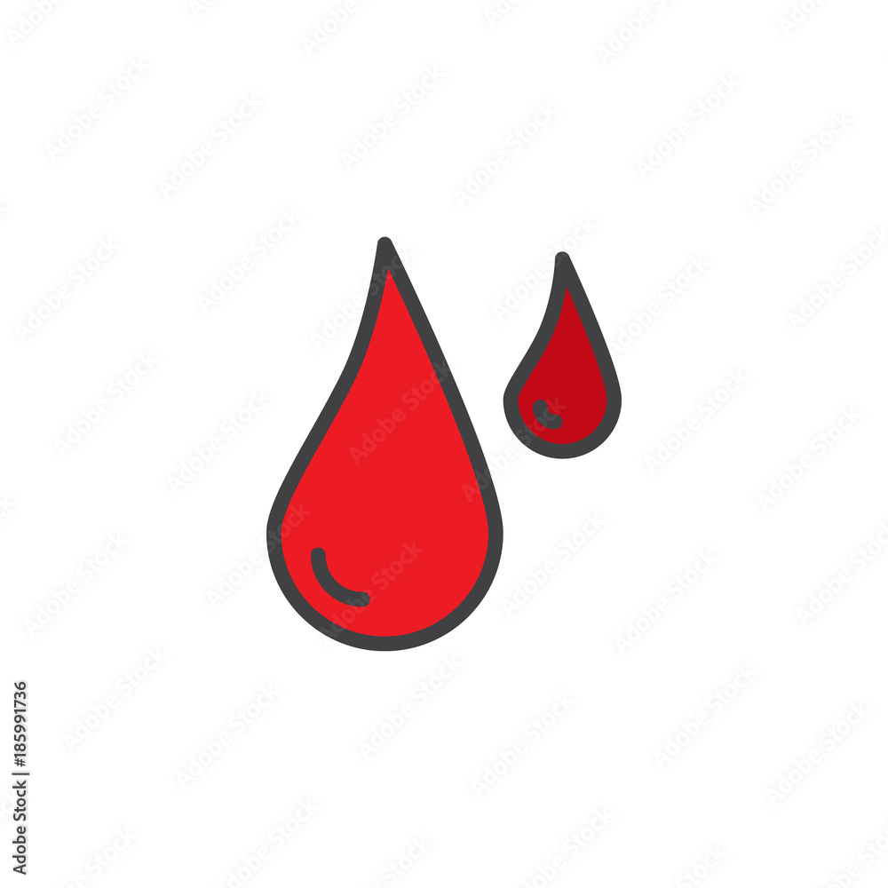 Blood drops filled outline icon, line vector sign, linear colorful pictogram isolated on white. Donation symbol, logo illustration. Pixel perfect vector graphics Blood drops filled outline icon, line vector sign, linear colorful pictogram isolated on white. Donation symbol, logo illustration. Pixel perfect vector graphics