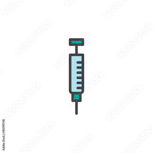 Syringe filled outline icon, line vector sign, linear colorful pictogram isolated on white. Medical injection symbol, logo illustration. Pixel perfect vector graphics