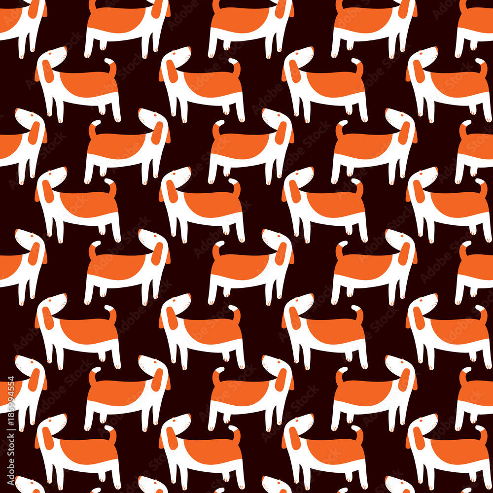 Cute dogs seamless pattern. Background with pets character in doodle simple style. Cute dogs seamless pattern. Background with pets character in doodle simple style.