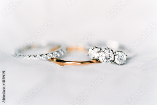 Gold and silver diamond wedding rings