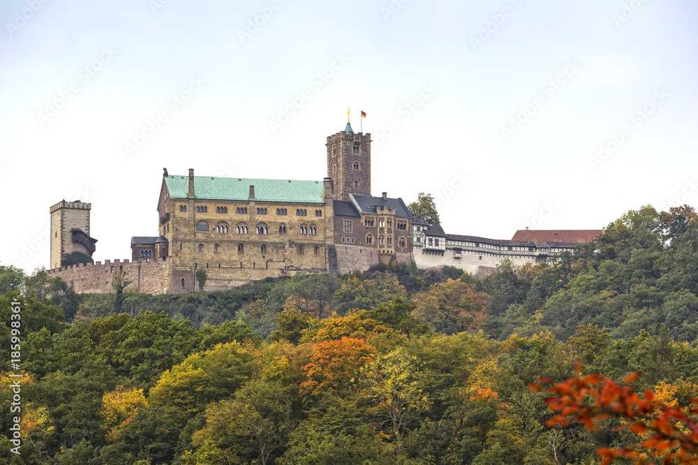 View to the famous Wartburg Castle. Thuringia