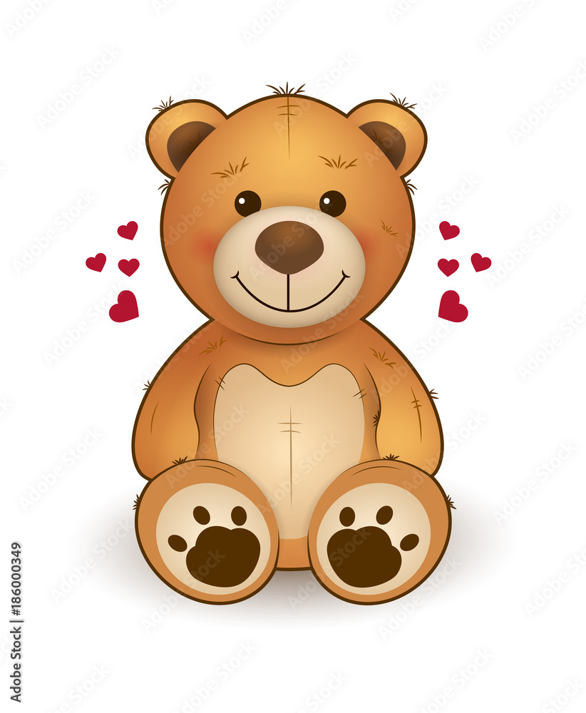 Funny cartoon teddy bear for greeting card on st. Valentine's day, wedding, birthday Funny cartoon teddy bear for greeting card on st. Valentine's day, wedding, birthday