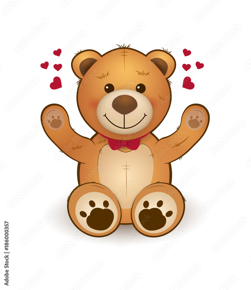 Funny cartoon teddy bear for greeting card on st. Valentine's day, wedding, birthday Funny cartoon teddy bear for greeting card on st. Valentine's day, wedding, birthday