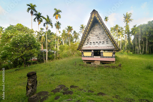 Airai Bai (traditional old meeting house for men) on Palau Babeldaob island, Micronesia

