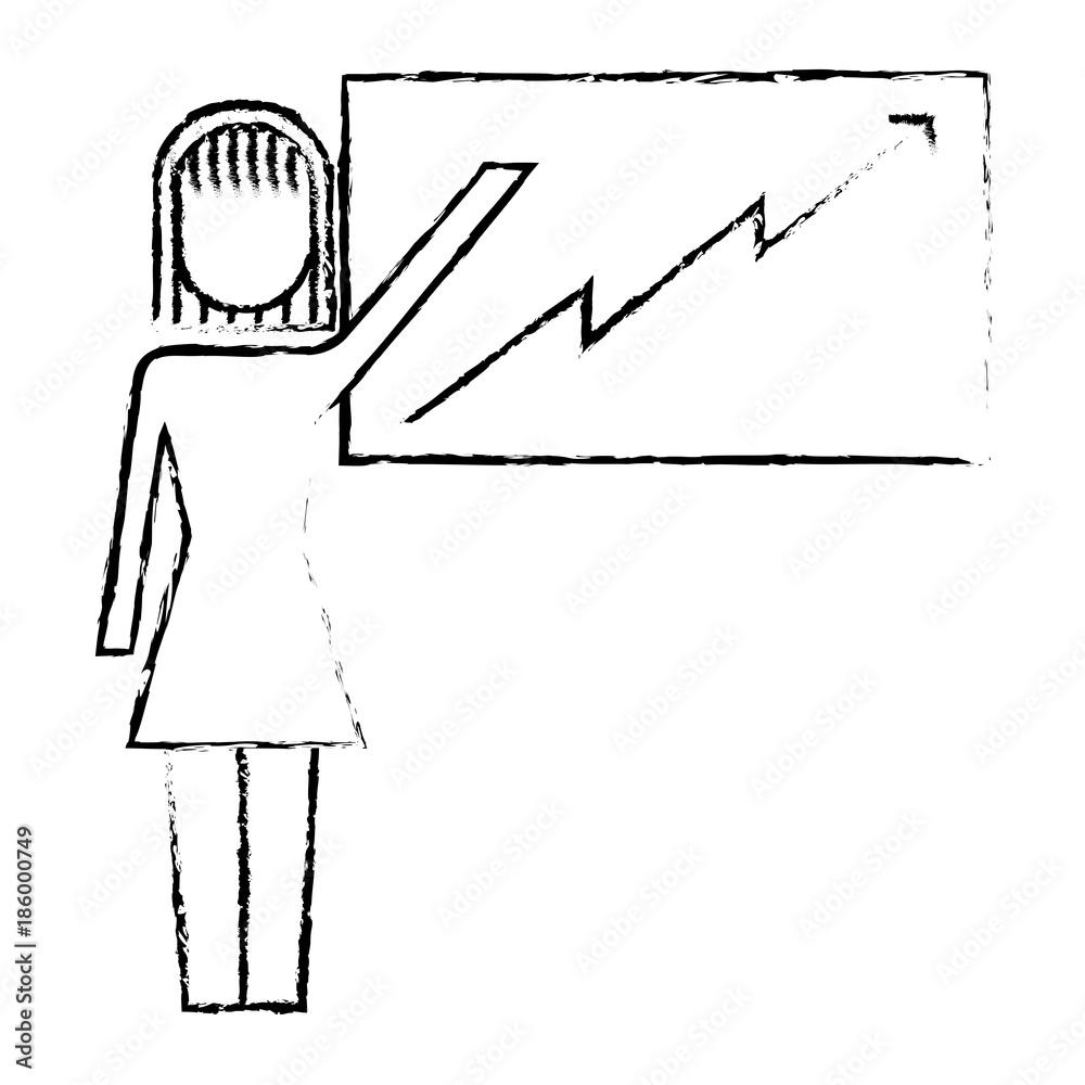 businesswoman pointing presentation board success arrow businesswoman pointing presentation board success arrow
