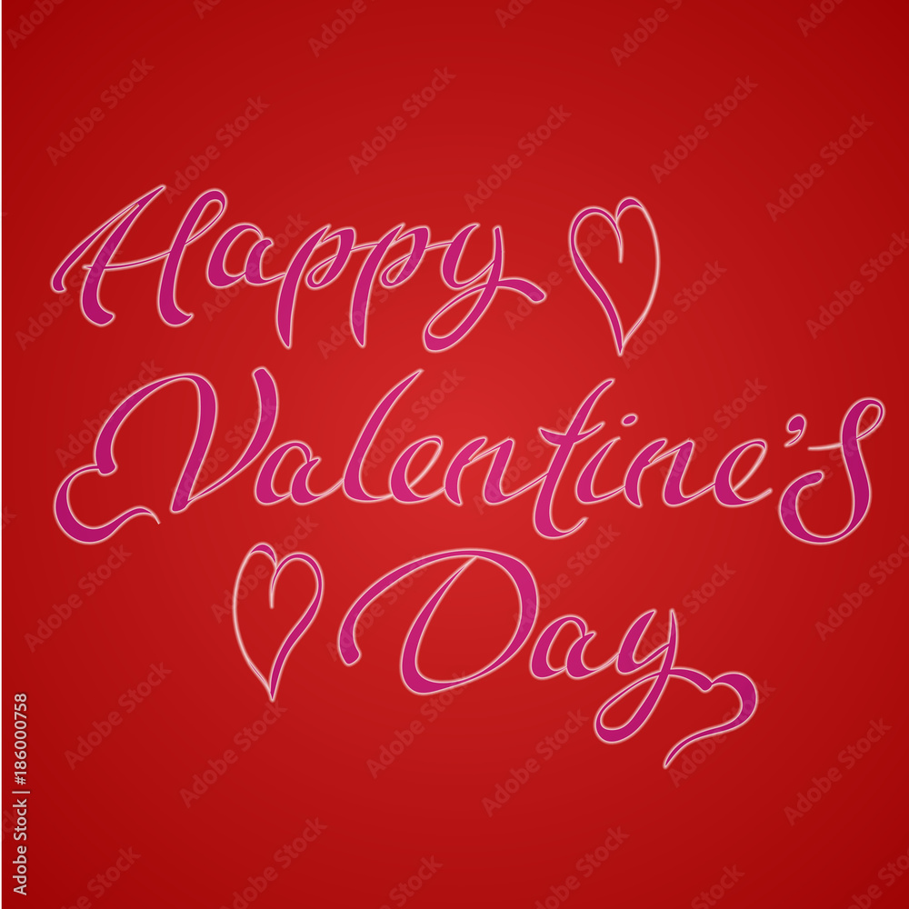 Happy Valentines Day typography poster with handwritten calligraphy text, isolated on white background. Vector
