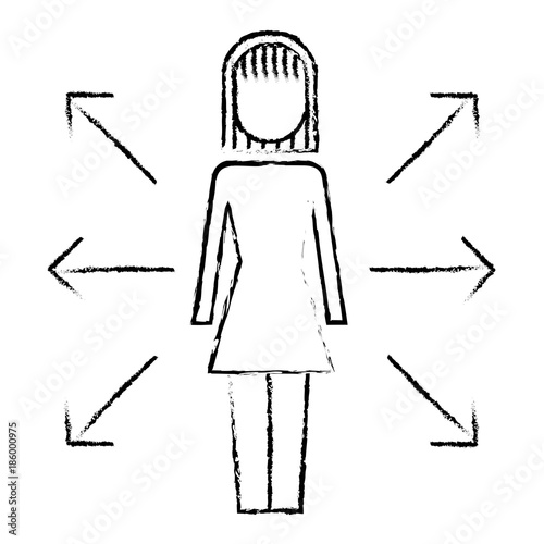 businesswoman options arrows direction choise