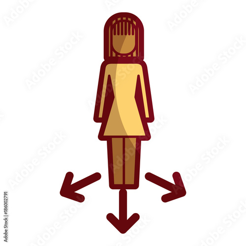 businesswoman options arrows direction choise vector illustration