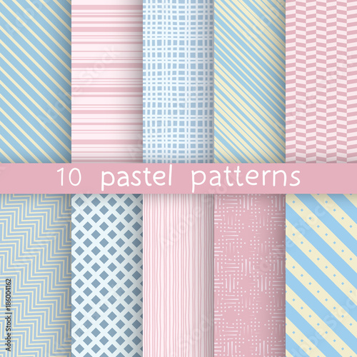 10 geometrical seamless patterns, Pattern Swatches, vector