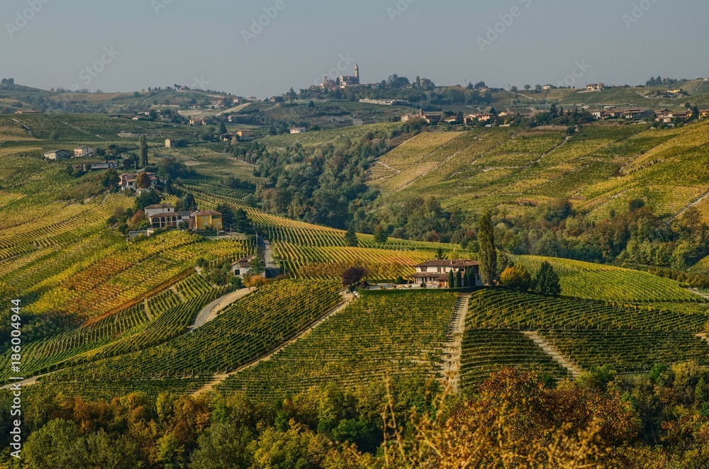 Panoramic autumn view of the Monferrato, near Calosso, Piedmont, Italy. Photo of 15 October 2017