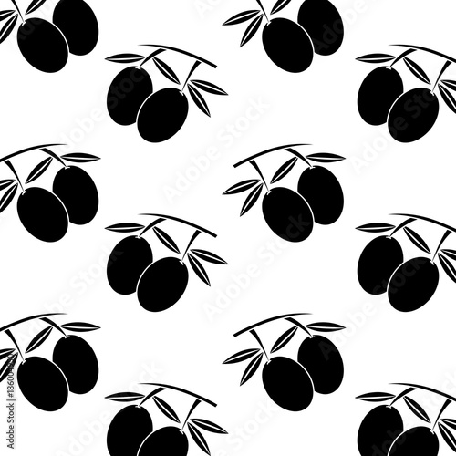 seamless pattern nutrition olive leaves fruit ector illustration pictogram design