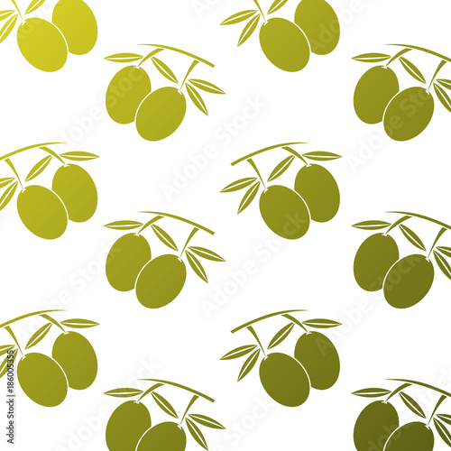 seamless pattern nutrition olive leaves fruit ector illustration