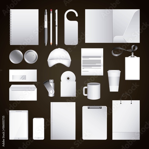 corporate identity template blank design elements business stationery vector illustration