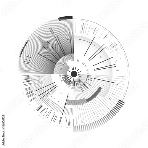Futuristic interface element. Technology circle. Digital futuristic user interface. HUD. Sci fi futuristic template isolated on white background. Abstract vector illustration.