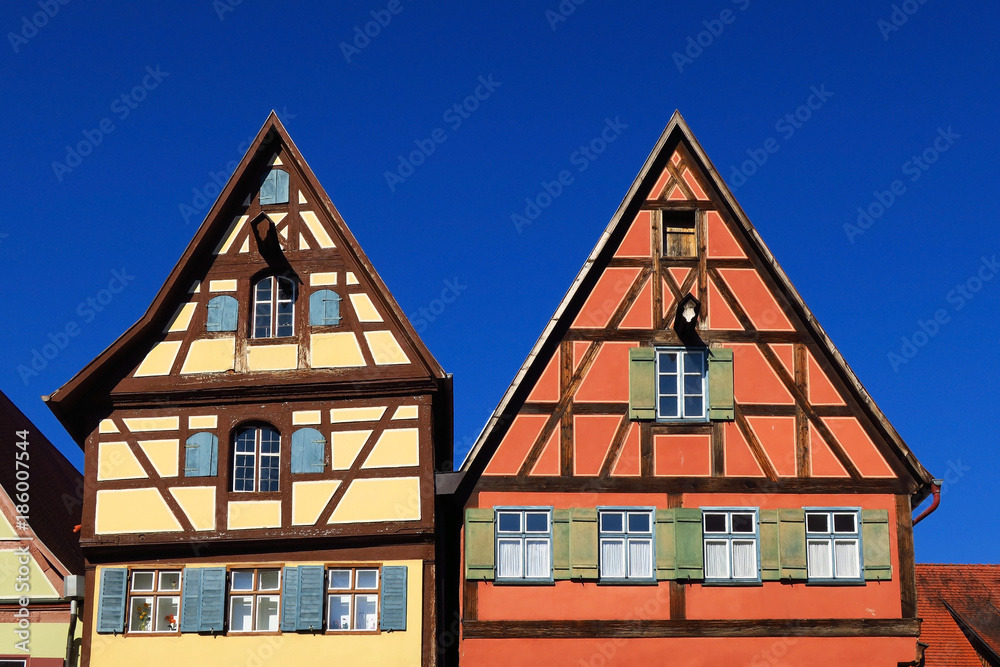 Fränkische Fachwerkhäuser in Dinkelsbühl, Bayern, Deutschland