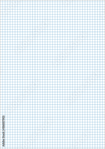 A4 sheet vertical cage 5 mm millimeter pattern of school notebook. Blue grid Page template. Background sheet in squares. Grid size 5mm. Texture for checkered A4 notebook, copybook background. AI10