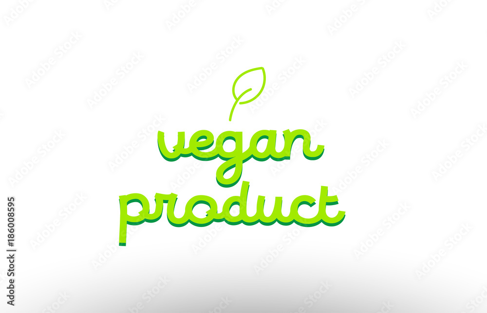 vegan product word concept with green leaf logo icon company design vegan product word concept with green leaf logo icon company design