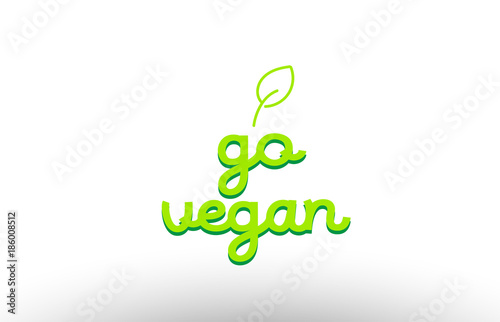 go vegan word concept with green leaf logo icon company design