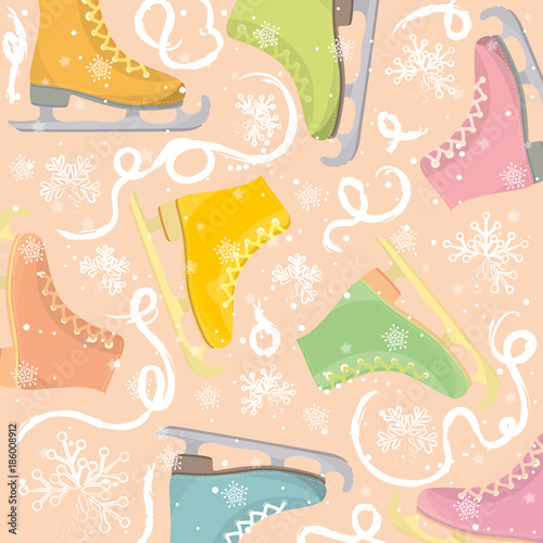 multicolored skates on a pink background