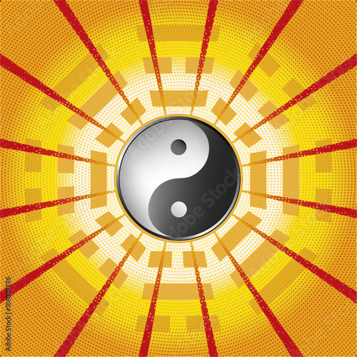 Bagua symbol of Taoism   Daoism with 8 trigrams with yin yang symbol.