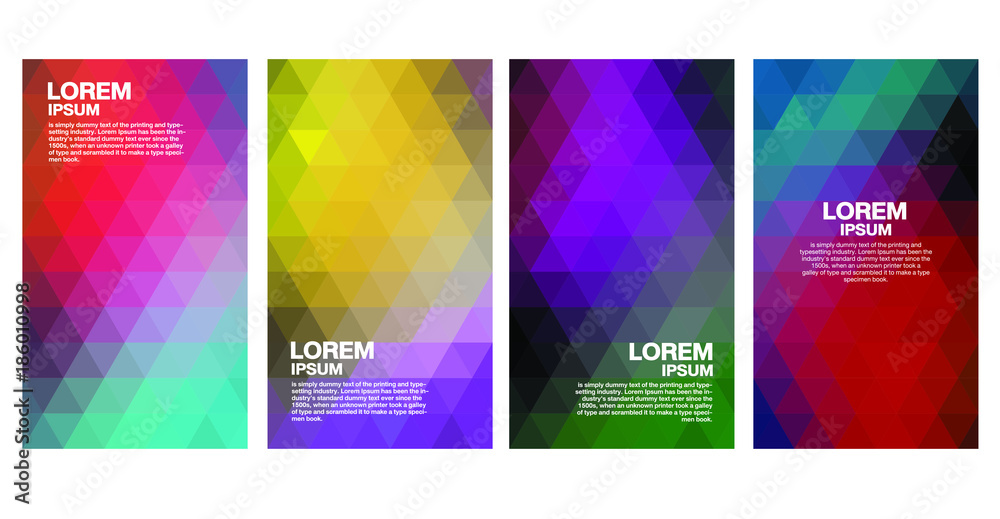 Set of abstract color vector background with triangles and geometric