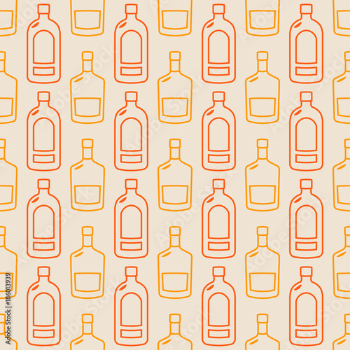 Seamless pattern with vector alcohol bottles for your design
