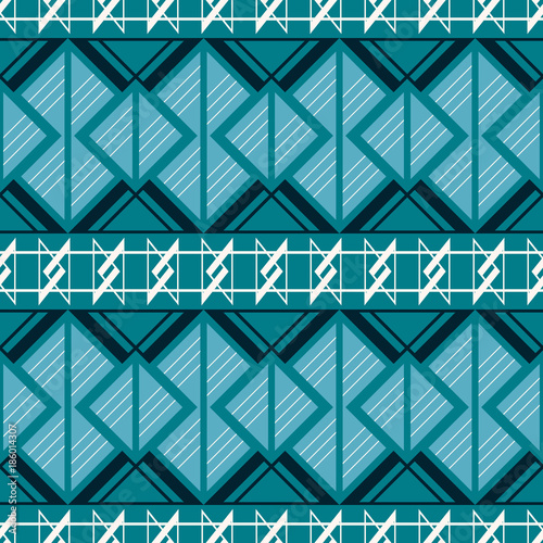 Seamless complex pattern in blue and white colors