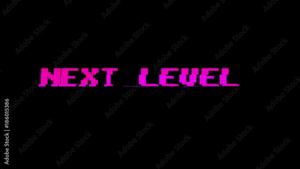 retro videogame NEXT LEVEL text on computer old tv glitch interference noise screen animation seamless loop - New quality universal vintage motion dynamic animated background colorful joyful video retro videogame NEXT LEVEL text on computer old tv glitch interference noise screen animation seamless loop - New quality universal vintage motion dynamic animated background colorful joyful video