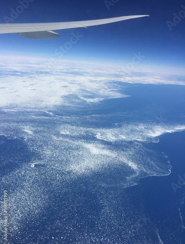 plane over ice fields