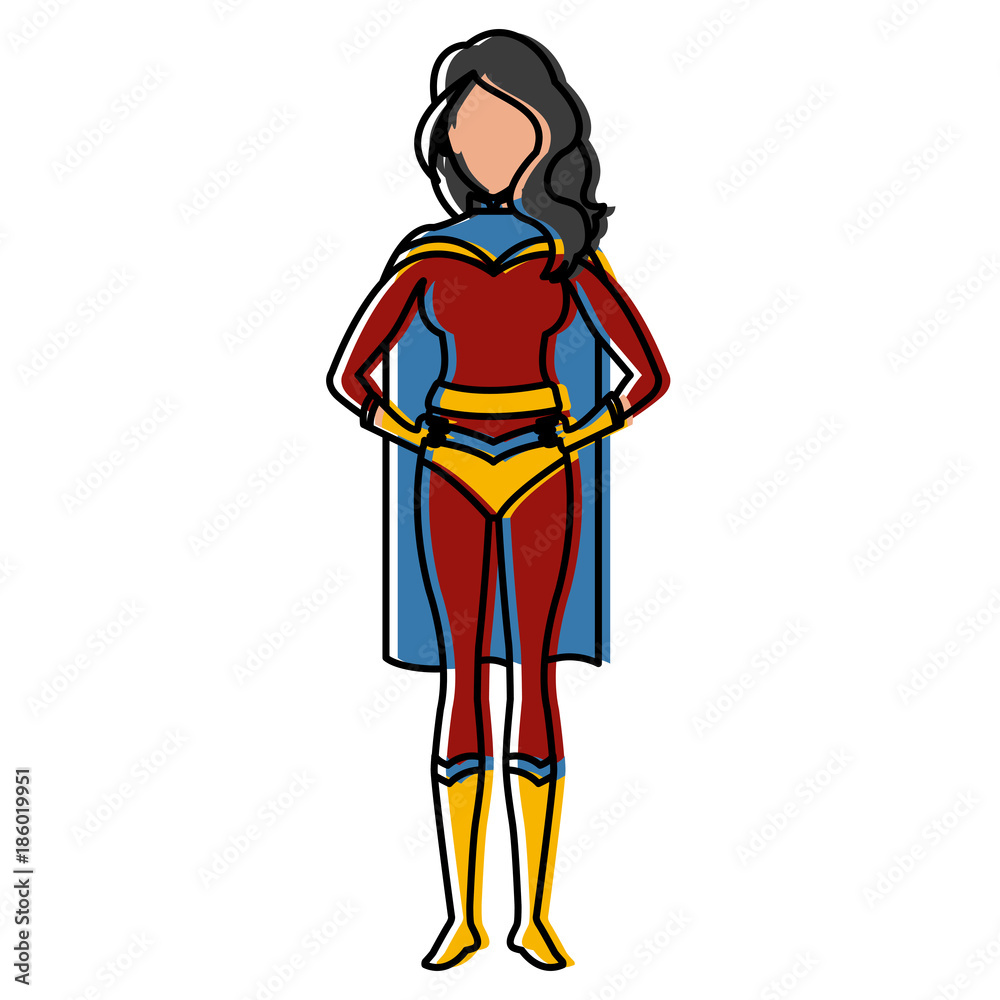 Woman superhero cartoon icon vector illustration graphic design