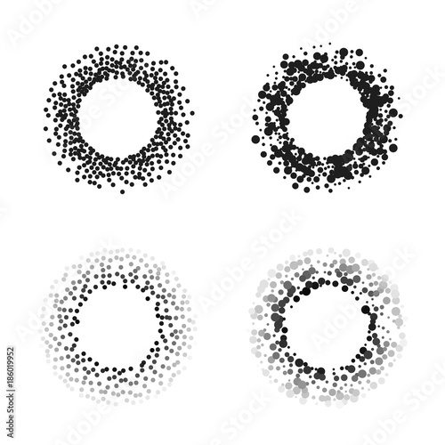 Black color circle frames Isolated on white background with space for your text. frame. Creative backgrounds for tags, labels, cards. Mosaic  structure. Vector Illustration.