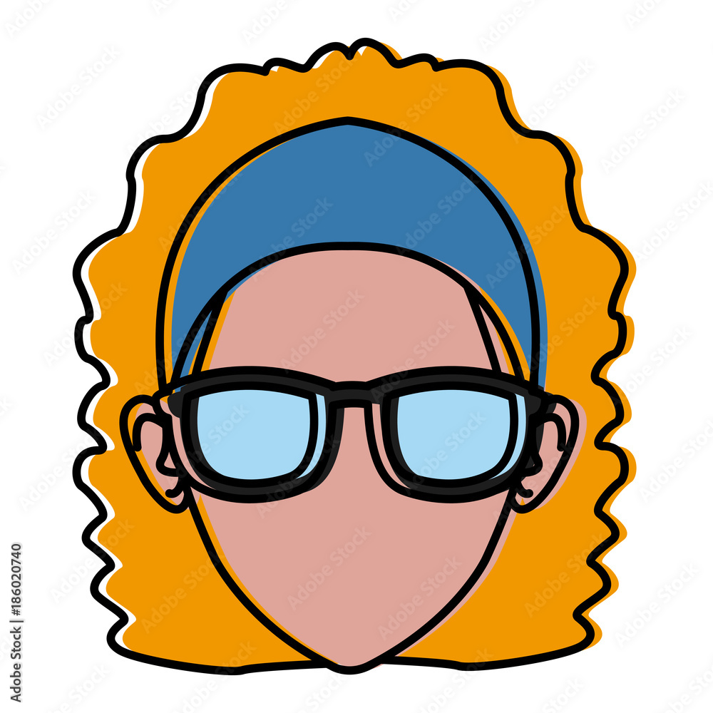 Woman face with sunglasses icon vector illustration graphic design