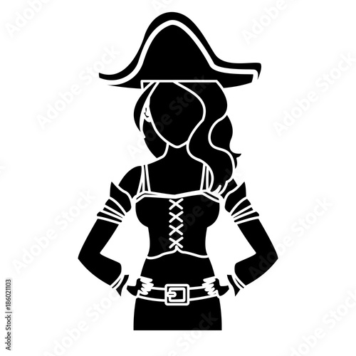 Beautiful woman pirate cartoon icon vector illustration graphic design