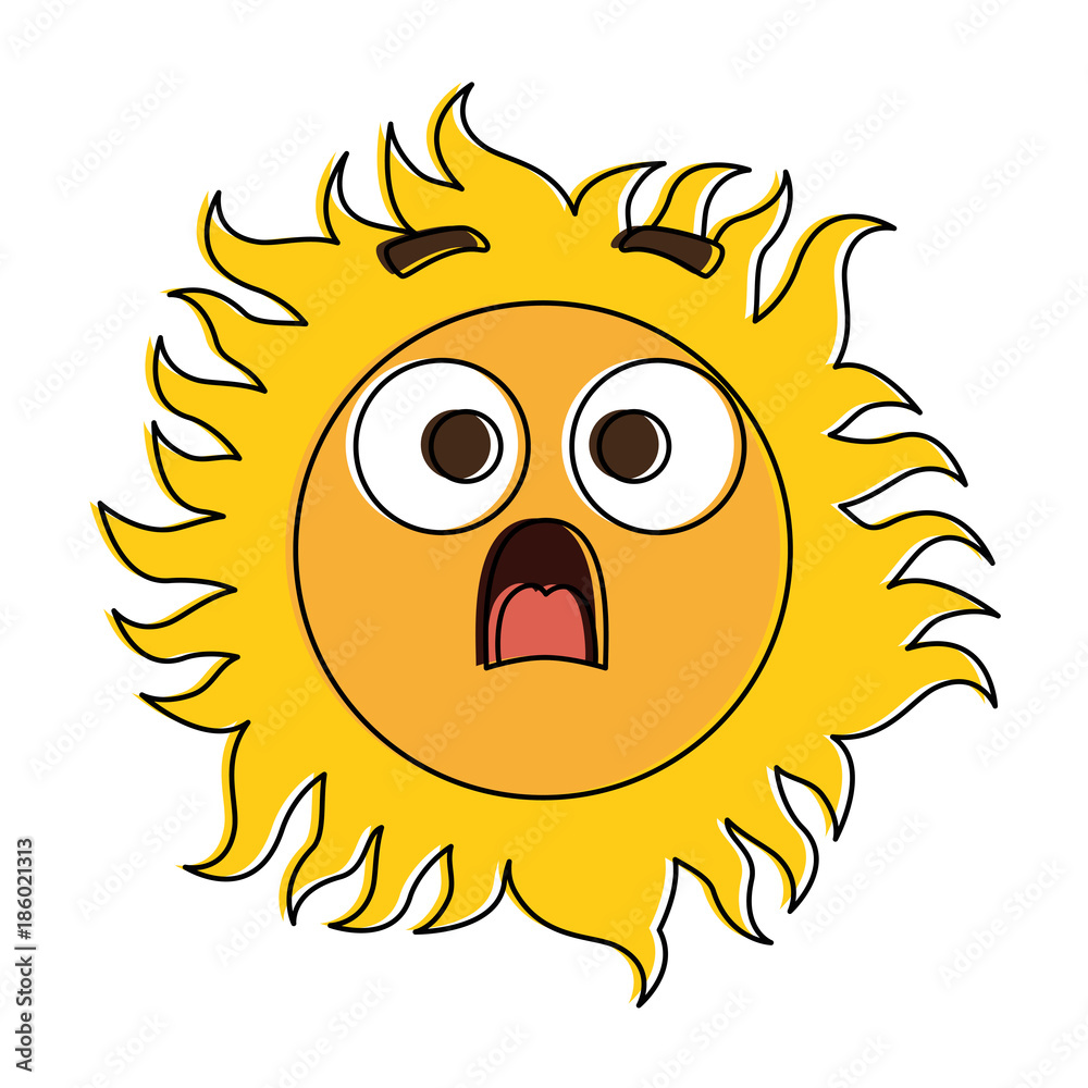 summer sun terrified kawaii character