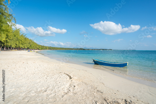 Fish boat on amazing beach