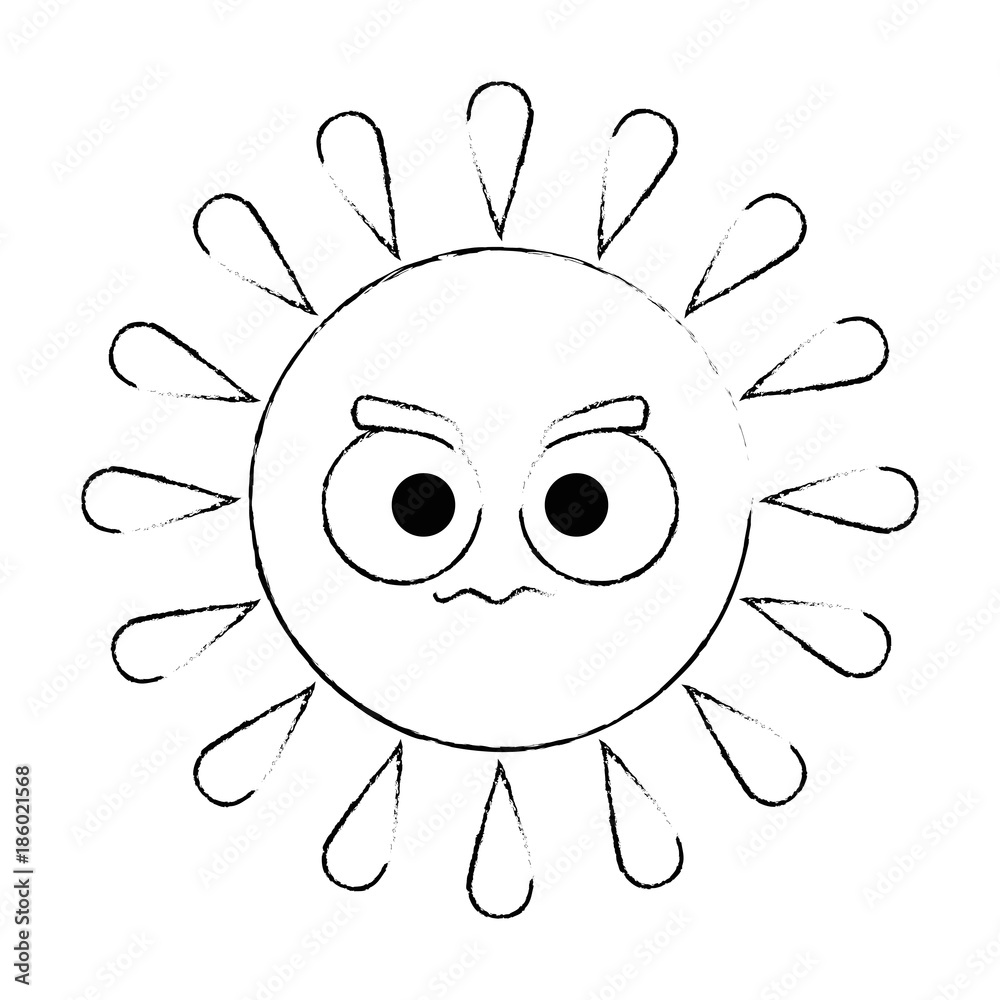 summer sun angry kawaii character