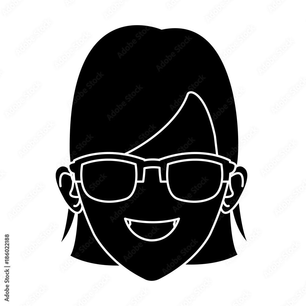 Woman face with sunglasses icon vector illustration graphic design