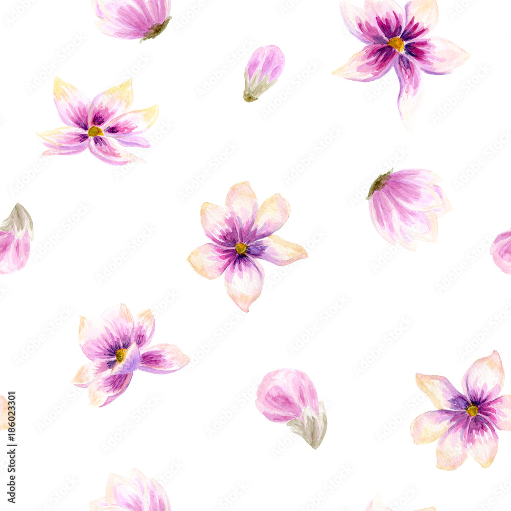 Watercolor seamless wallpaper with flowers, bohemian watercolour decoration pattern. Design for invitation, wedding or greeting cards