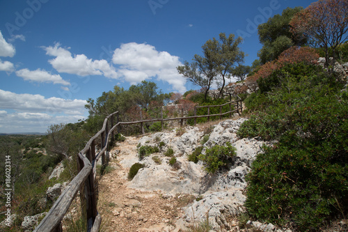 Hiking trail, landscape, view from the left bank, Natural Reserve of Cavagrande del Cassibile 