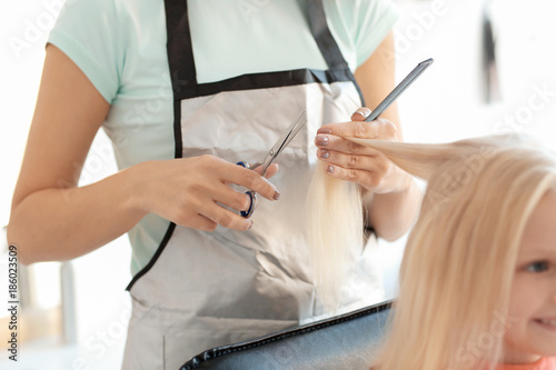 Female hairdresser working ...
